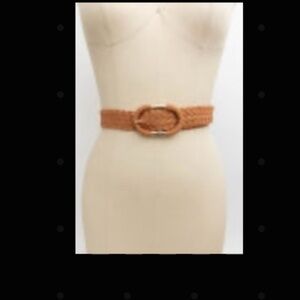 Camel Braided Suede Oval Buckle Belt
